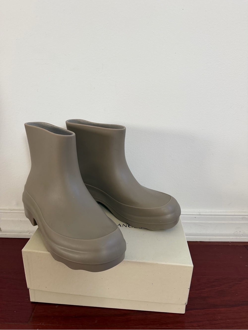 Women's Taupe Platform Rain Ankle Boots